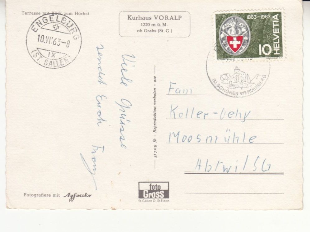Cartoline postali: Voralp 1963 – Usato da Bürglen TG venduto da StampGraf 1