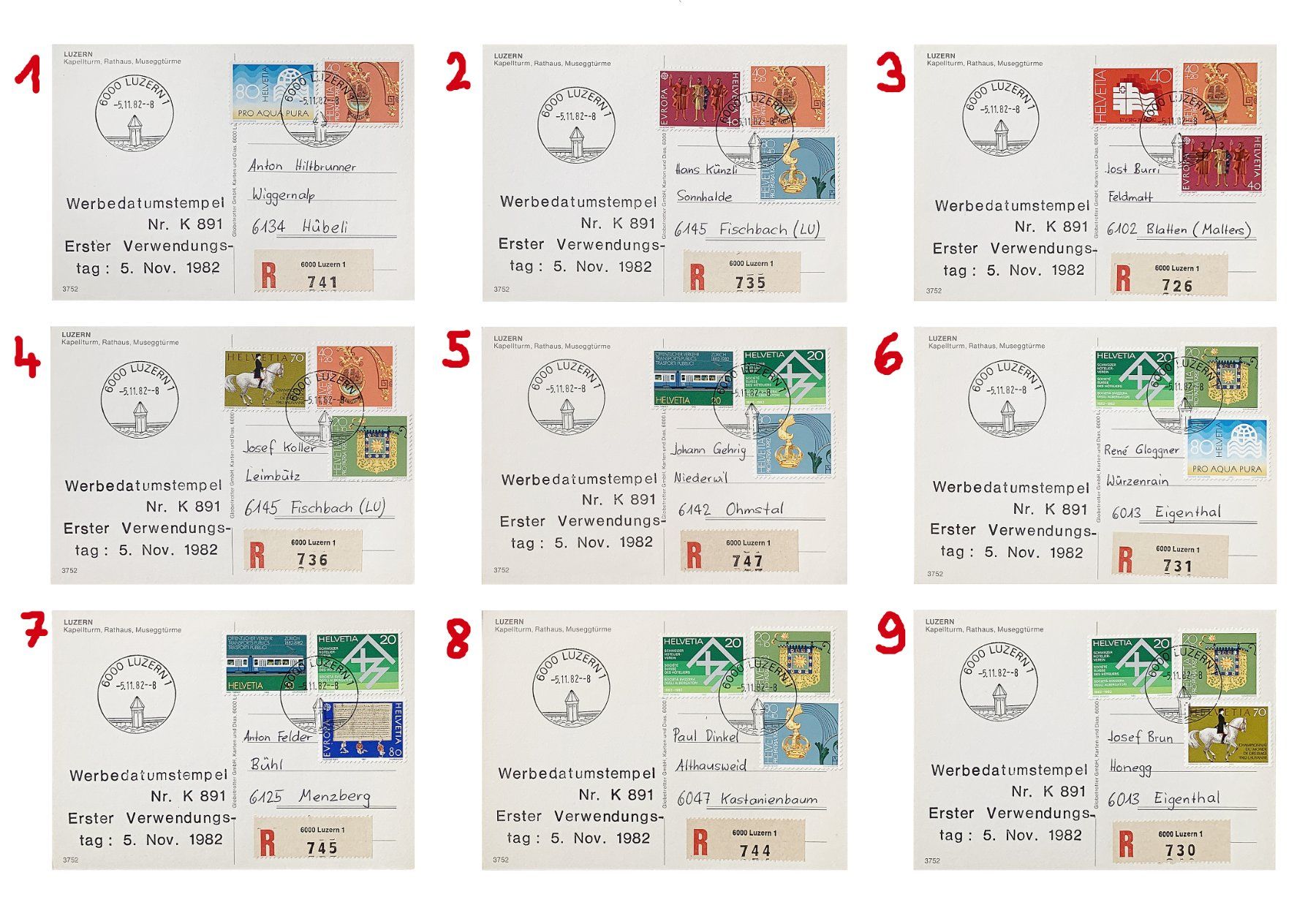 Cartoline postali: Luzern 1 Hauptpost Ersttag Werbedatumstempel Wasserturm – Nuovo (secondo la descrizione) da Bern venduto da AWiBe 1