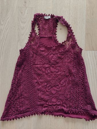 Eyeshadow Damen Top Dunkelrot/Violett XS