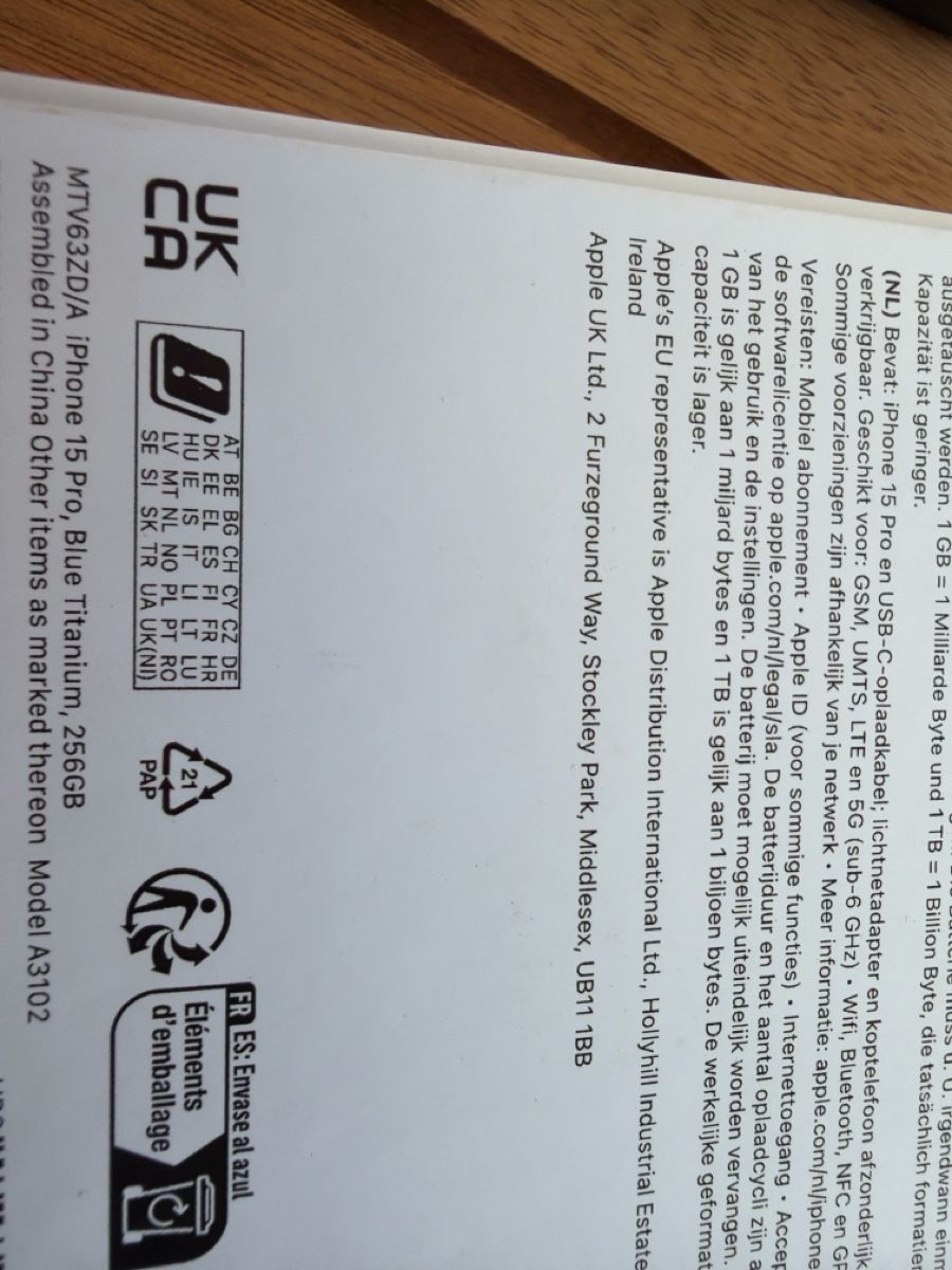 Apple Portables: iPhone 15 Pro Titanium 256GB  – D'occasion à Rueyres-les-Prés par fredchallet 2