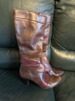 Elegante braune Lederstiefel, Gr. 37, Herbst-Look!