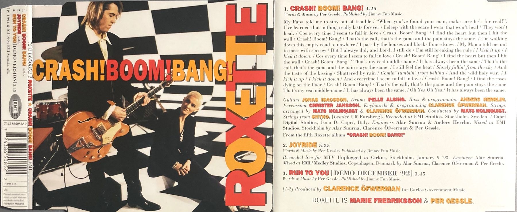 CDs: ROXETTE - CRASH! BOOM BANG! – Gebraucht aus Poliez-Pittet von Newtown-Records