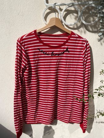 Haut rayé rouge et blanc Merci Beaucoup noire taille M