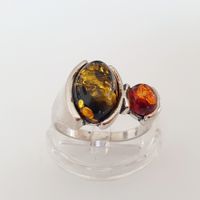 Bernstein Ring Silber 925, Vintage Design, Gr 18,3mm 
