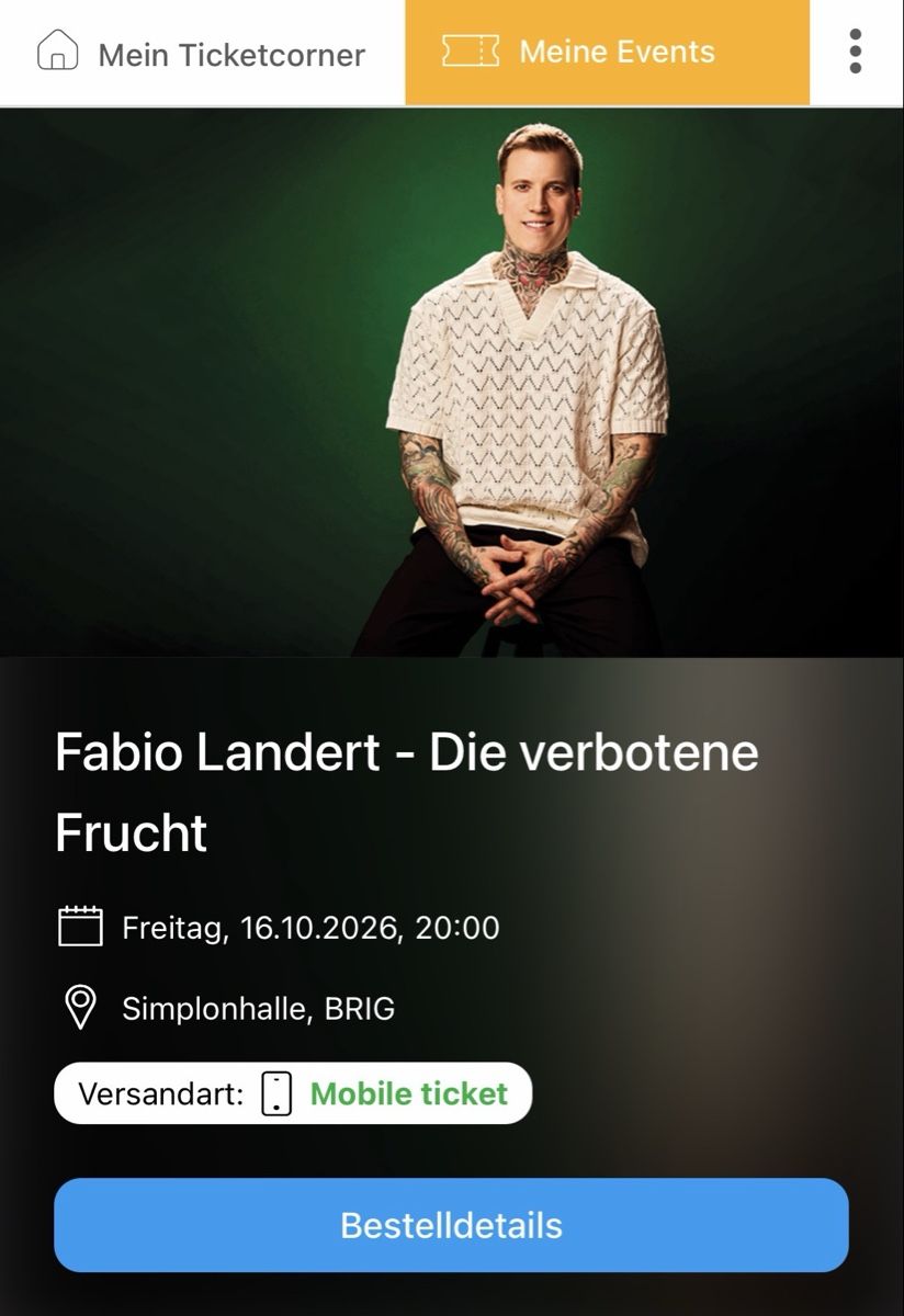 Biglietti: 2x Fabio Landert Tickets – Nuovo e nell'imballaggio originale da Aarau venduto da Sammy.