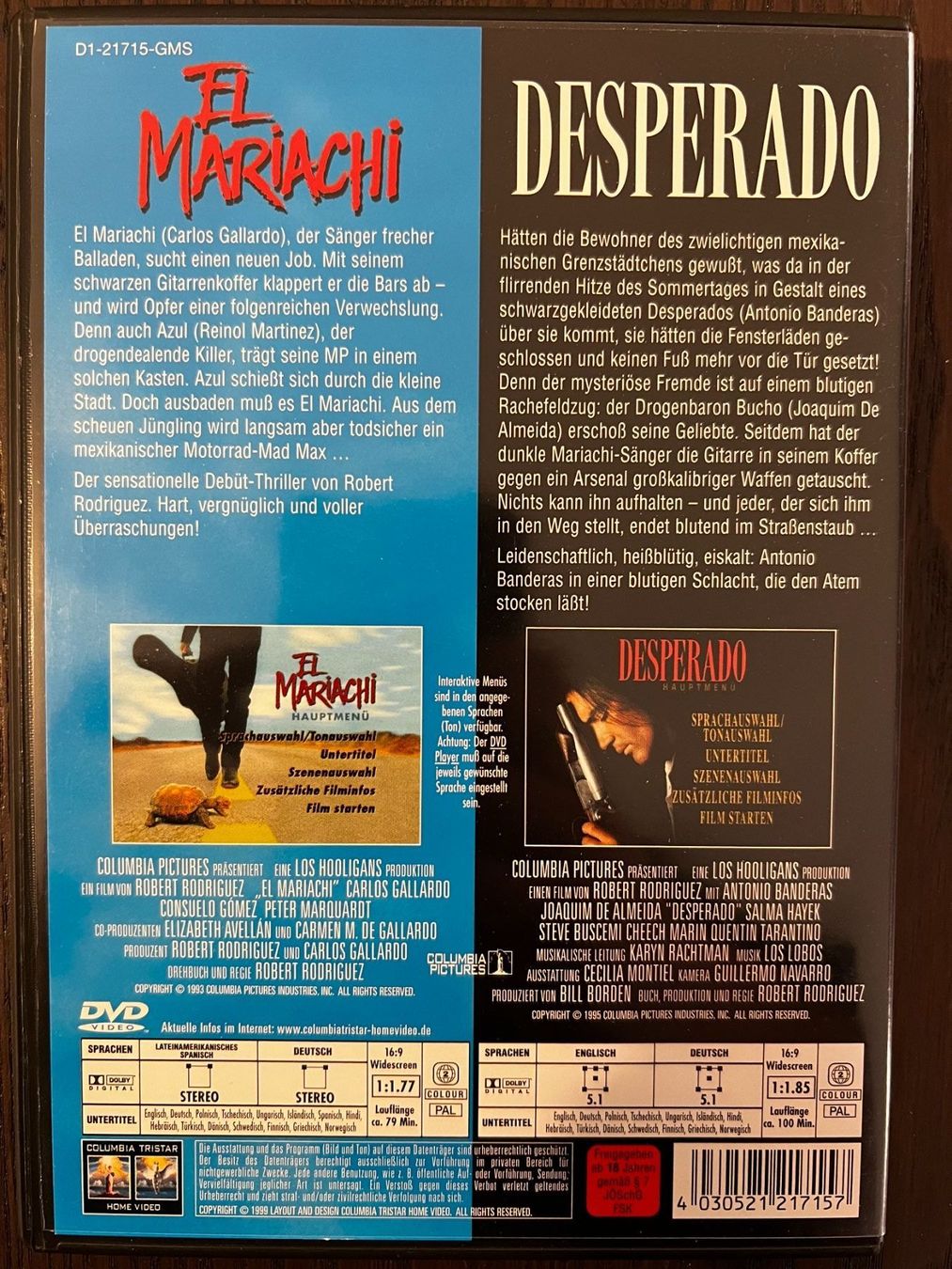 Tutti i DVDs: El Mariachi & Desperado – Usato da Zürich venduto da FilmFreunde 1