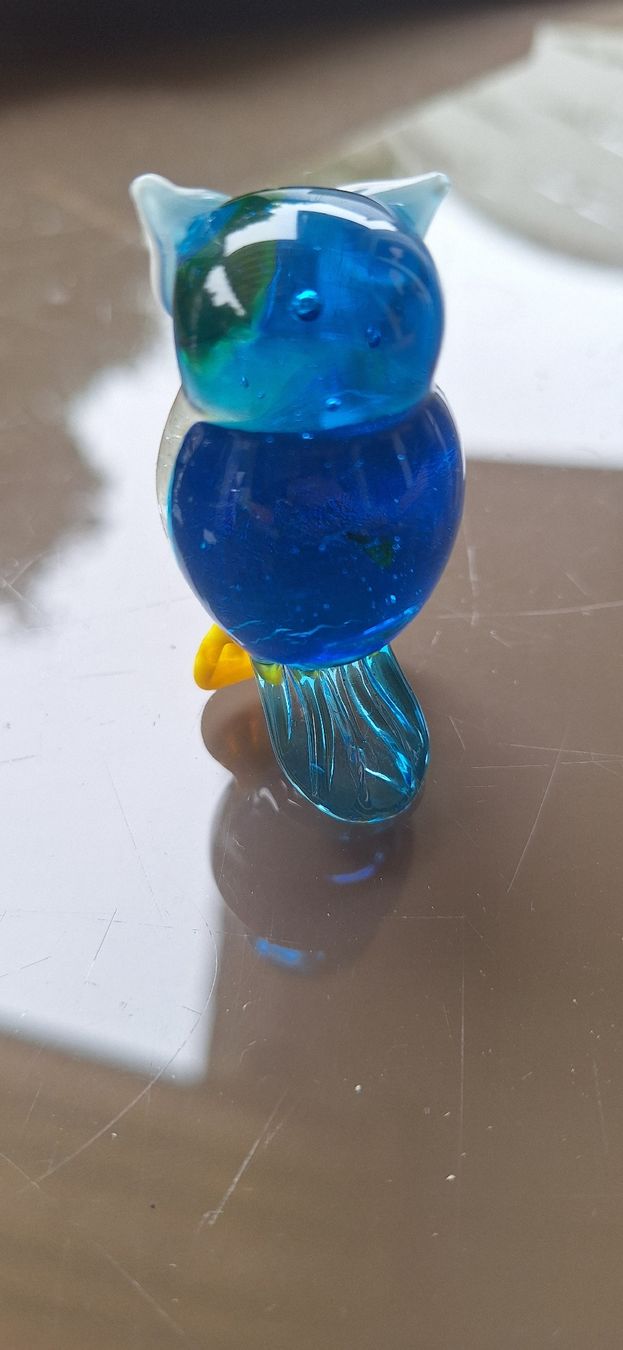 Statuette: Eule aus blauem Glas Dekofigur  – Usato da Gretzenbach venduto da Chillkrot 1