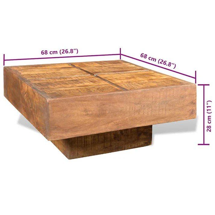 Tavoli: Table basse carrée Marron Bois massif de manguier – Nuovo e nell'imballaggio originale da Broc venduto da SensuriMaison 3