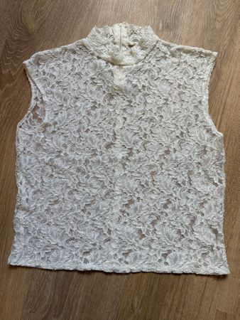 Top en dentelle blanc crème, t.38/M