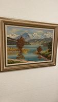 Bergsee Gemälde, Herbststimmung, gerahmtes Kunstwerk!