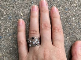 Ring Gr. 48 silbrig schwarz weiss