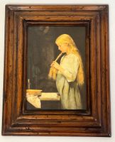 Albert Anker, Mädchen die Haare flechtend, BUCO-Reproduktion