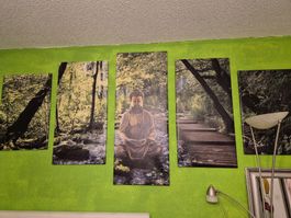 Buddha Bild, 5 teilig, Leinwandbild, Top Zustand
