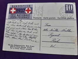 Bundesfeier-Karte 1937 mit Stempel Urnäsch