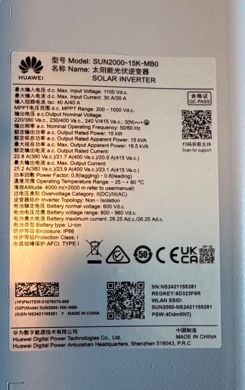 Huawei Wechselrichter: Wechselrichter Huawei SUN2000-15K-MBO – Gebraucht aus Münchenstein von gal_m2zh 4