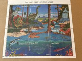 Gabun Fauna Dinosaurier Briefmarken Block MNH 1993 WWF