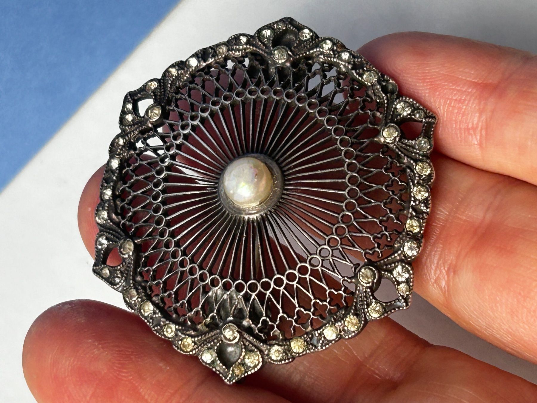 Broches & Aiguilles: Antike Silber Brosche, Filigran, Perle – D'occasion à Dittingen par Bellevista 2