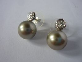 1 Paar 18K, Perl-Ohrstecker 11mm, Tahiti grau, ab 1.00