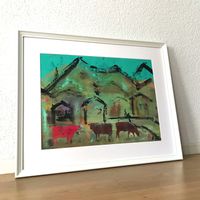 Adelboden Berge Kühe Alpen Kunst Modern Art Stefan Bammert
