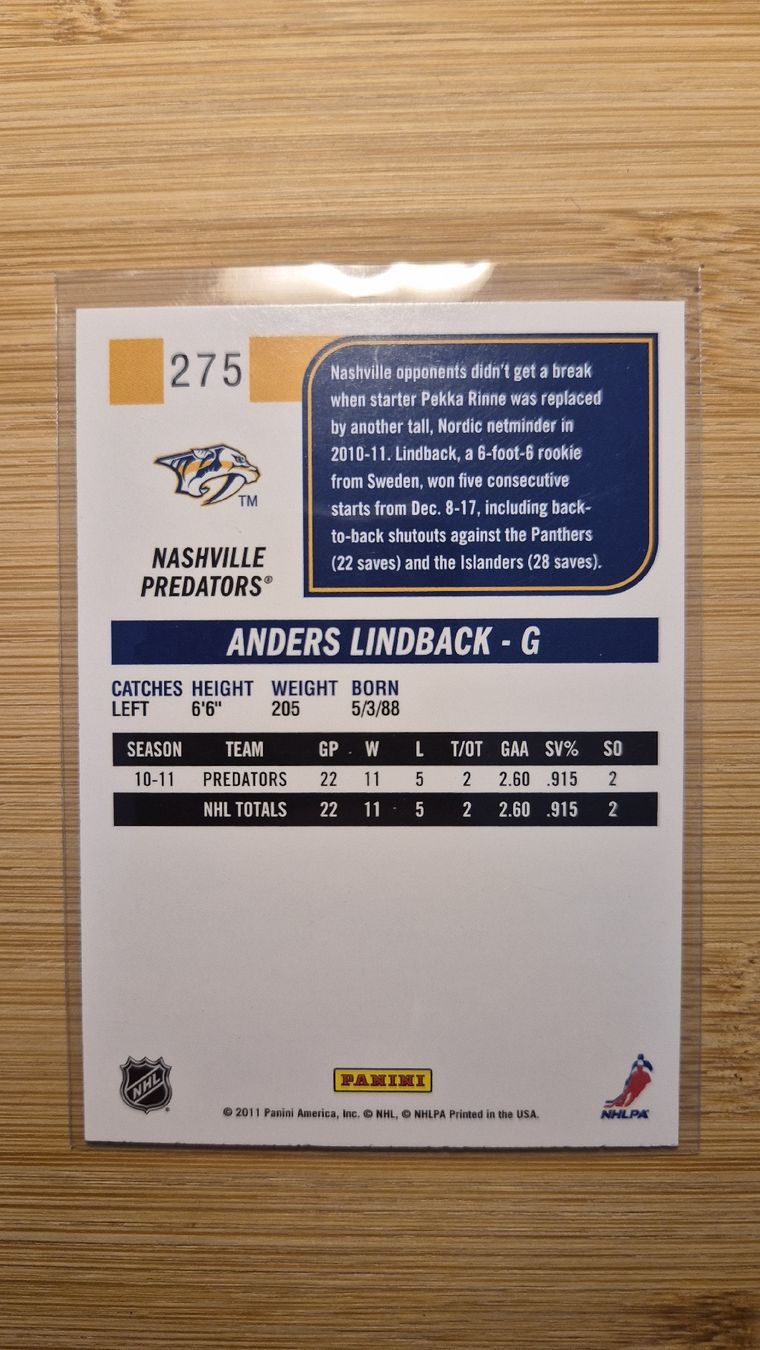 NHL Sammelbilder & Trading cards: NHL Anders Lindback Nashville Predators – Gebraucht aus Bellach von IceCards-80 1