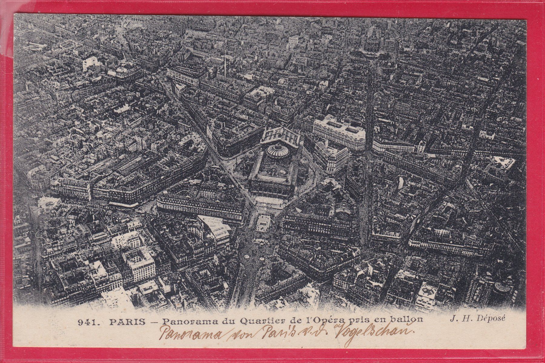 Cartoline postali: PARIS - PANORAMA DU QUARTIER DE L'OPERA PRIS EN BALLON – Usato da Oberrieden venduto da Gebirgsstelze