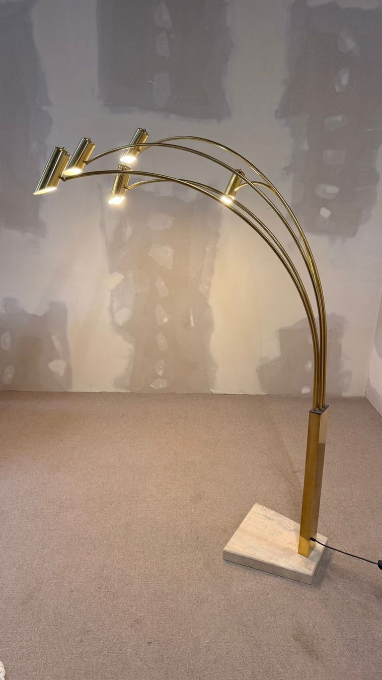 Lampade: Italienische Bogenlampe mit 5 Armen Travertin Messing – Usato da Rickenbach ZH venduto da Der-Insider 2