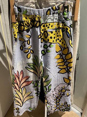 Sommerliche Damen Leinenhose mit Muster,  S, Top Zustand
