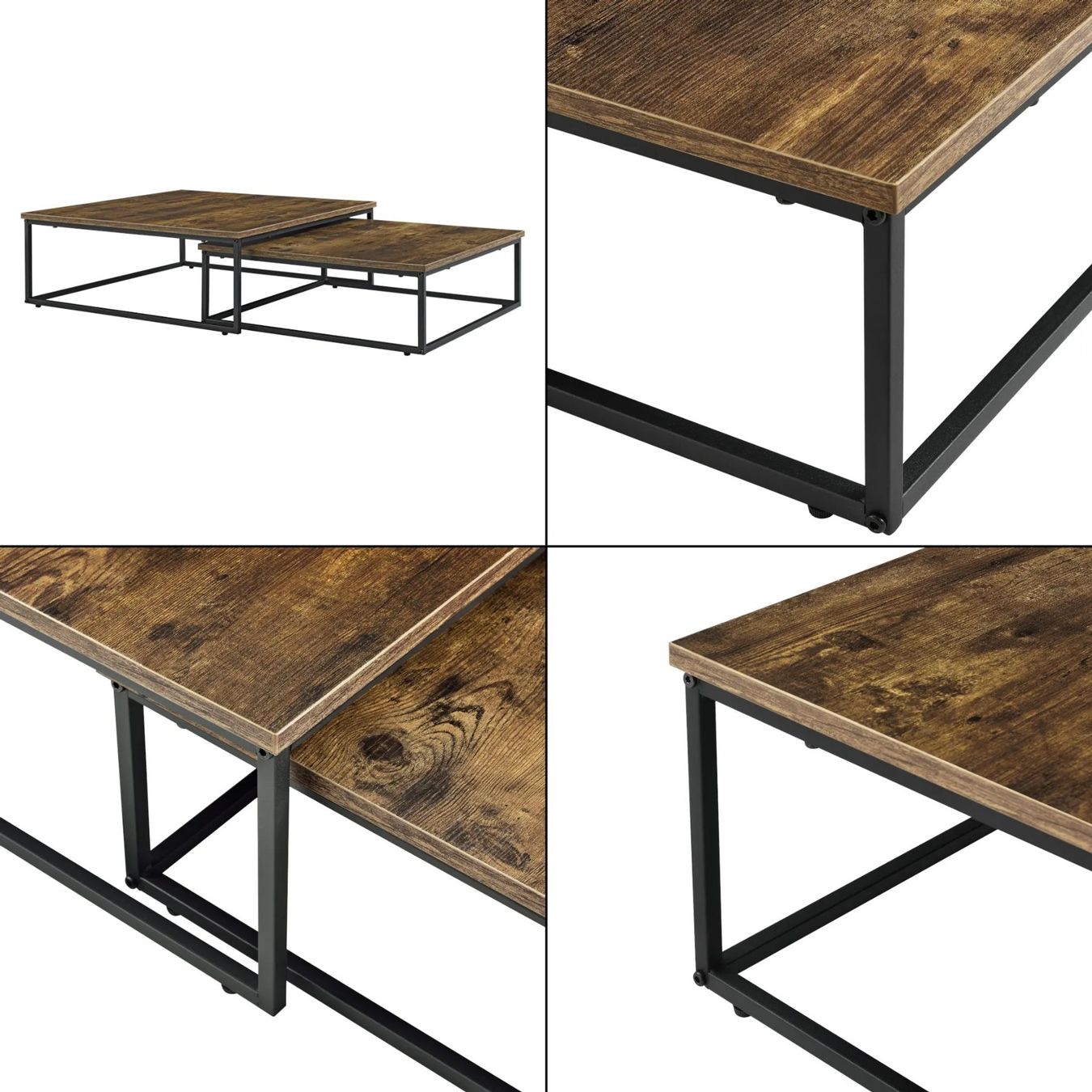 Tische: Couchtischset 2er Set - Stahlgestell Dunkler Holzton – Neu und originalverpackt aus Winterthur von aredo 2