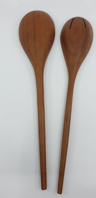 Holz Salatbesteck Set - 2-teilig Mit Löffel & Gabel Für Perfektes Salatmischen