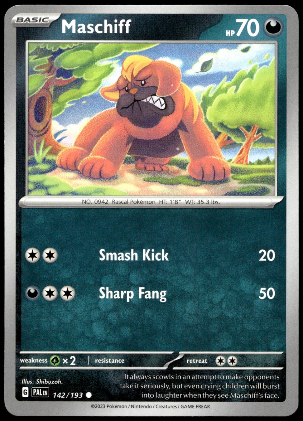 Pokémon Carte collezionabili: Pokémon Maschiff 142/193   SV02 Paldea Evolved – Usato da Le Mouret venduto da PokemonCards_CH