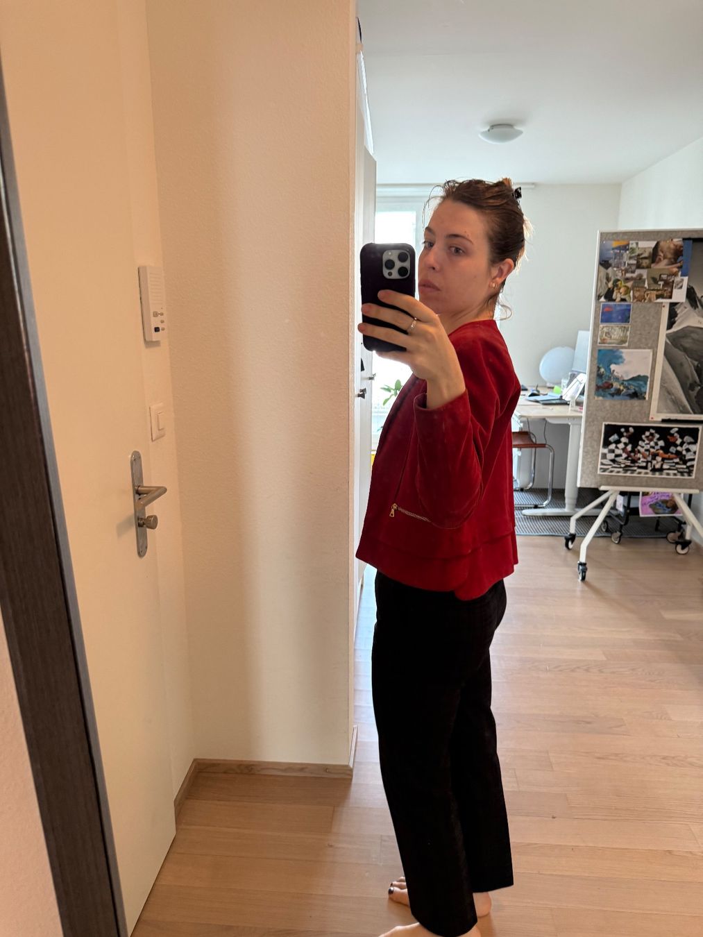 Sandro Giacche: Red Sandro Paris Leather Jacket Gr.36 – Usato da Zürich venduto da AlineCr 1