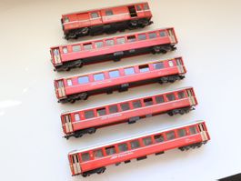 BEMO 5 x RhB Personenwagen Set - H0m