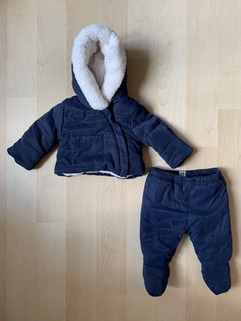 La Redoute Winter Fluffy Baby Snowsuit Set Navy Blue 1M