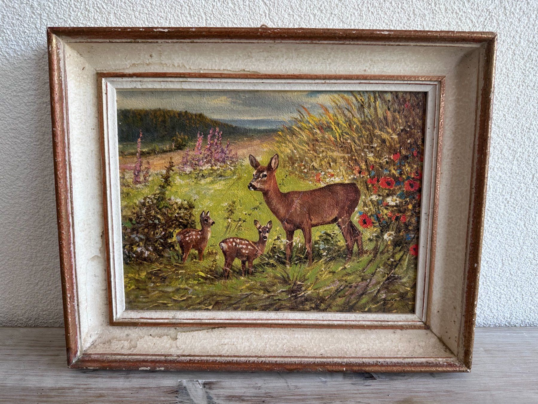 Gemälde: Inconnu, Biche et ses deux faons – Gebraucht aus Châtillon FR von Karine1453