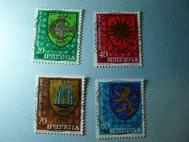 1980 Pro Juventute Gemeindewappen 3 J273-276 ET Vollstempel
