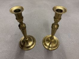 Set of 2 brass candle holders 23,5 cm height