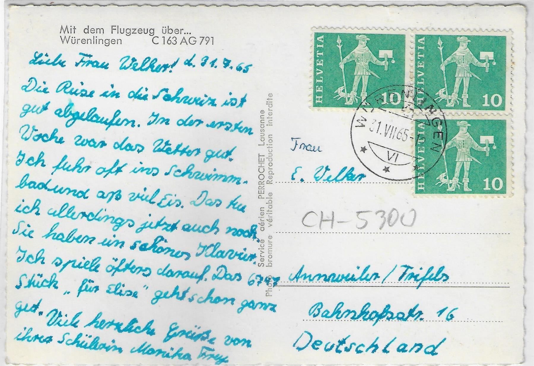 Cartoline postali: Flugaufnahme Würenlingen AG – Usato da Ettingen venduto da Kartenplanet 1