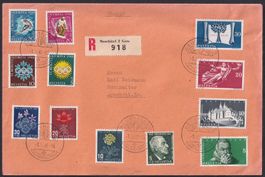 1947+48, Nr.281-284 +W25-W28 +J121+J122, 12 Stück auf Brief!