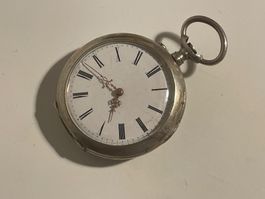 Montre de poche ancienne argent cadran romain gravure s...