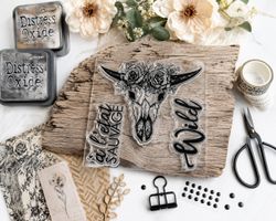 Neues Set  Motivstempel  Boho. Longhorn Skull