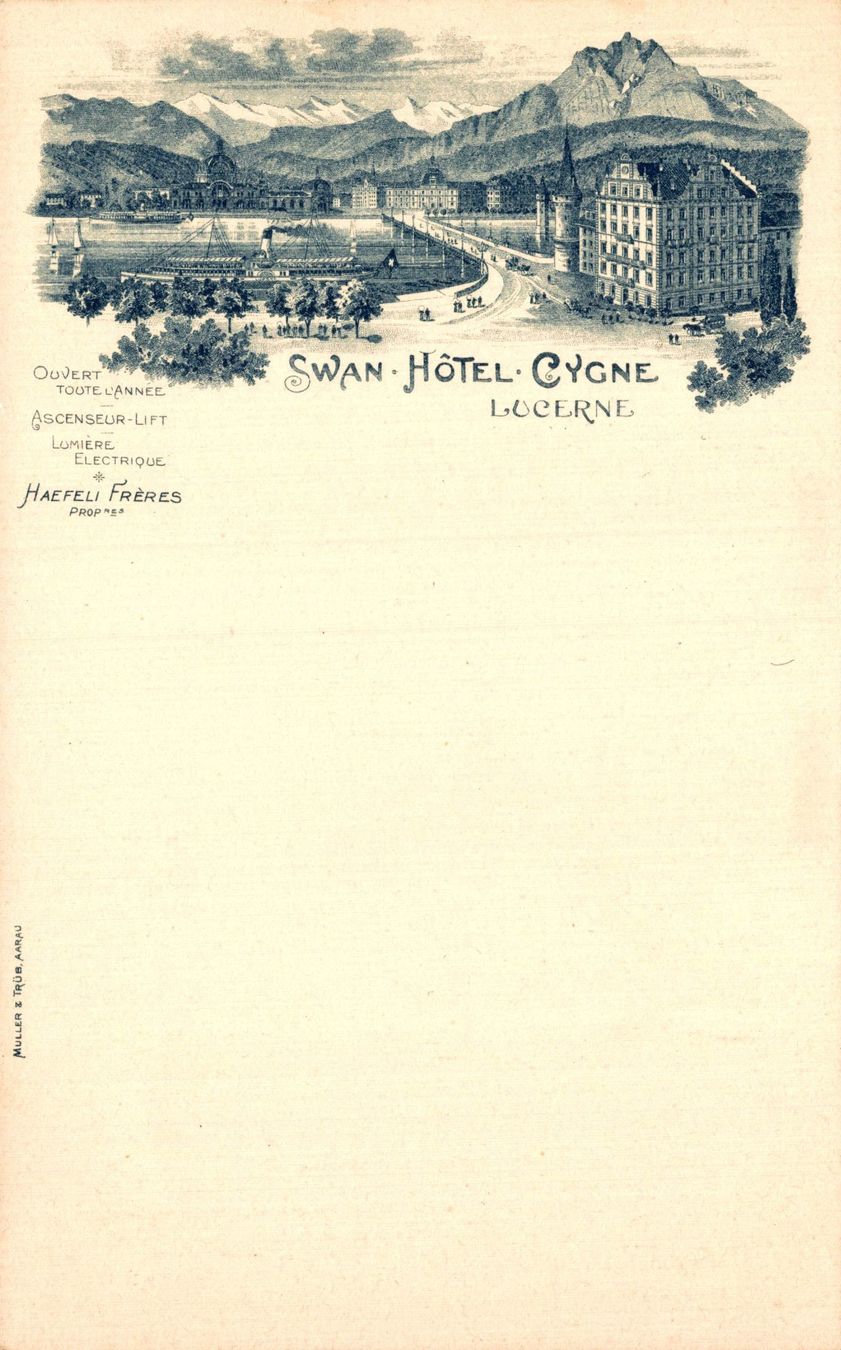 Cartes postales: Swan - Hotel - Cygne. Lucerne – D'occasion à Bronschhofen par Astore