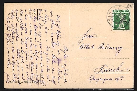 Cartoline postali: Biglen, Gesamtansicht mit Alpen aus der  – Usato da Berlin venduto da bartko-reher 1
