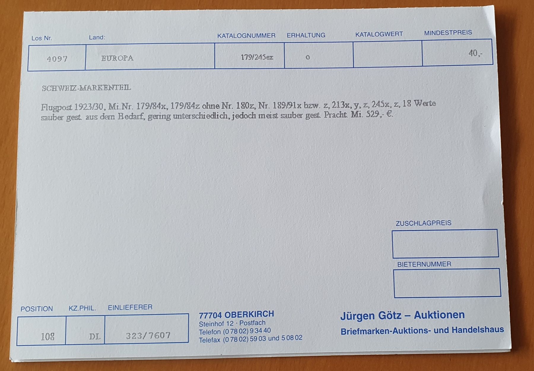 Stempel: Lot Flugpostmarke, sauber Gestempelt – Gebraucht aus Kreuzlingen von Rschweiz1 6