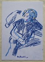 Walter Ropélé Original Fettkreide/Papier 20x15cm handsign.