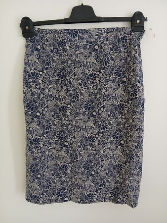 Vintage Silk Skirt Italian Gianfrediani Blue Floral Size L