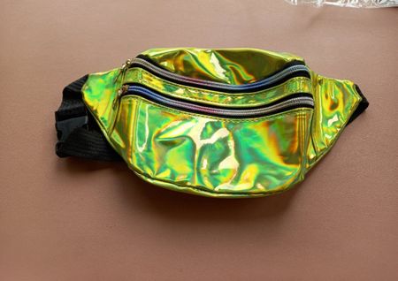 3x Holographische Gürteltasche gelb Sac banane holographique