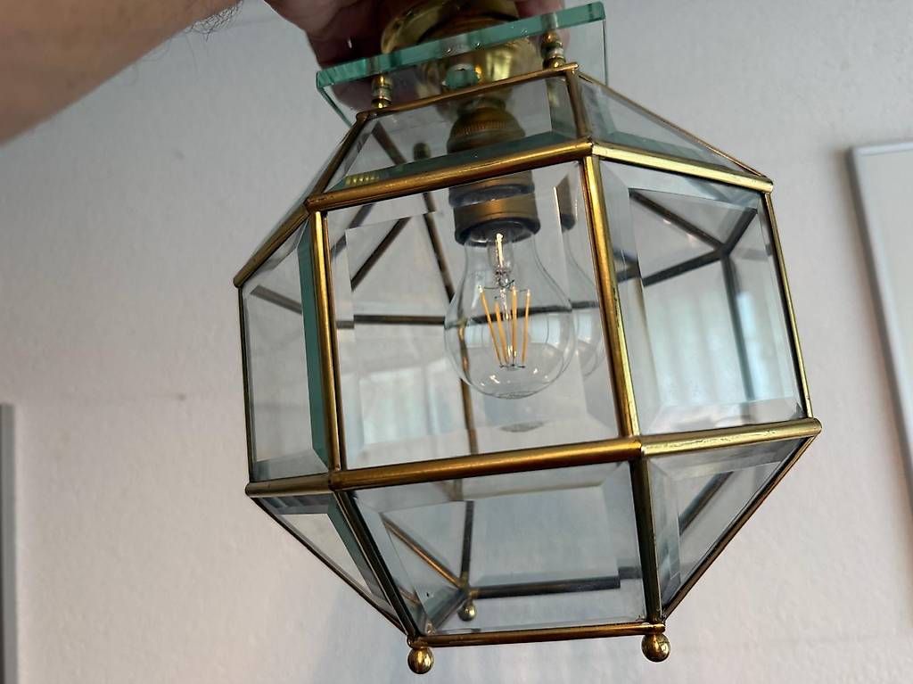 Lustres & lampes de plafonds: Deckenleuchte Messing Glas geometrisch – D'occasion à Engelburg par Evrofe 1