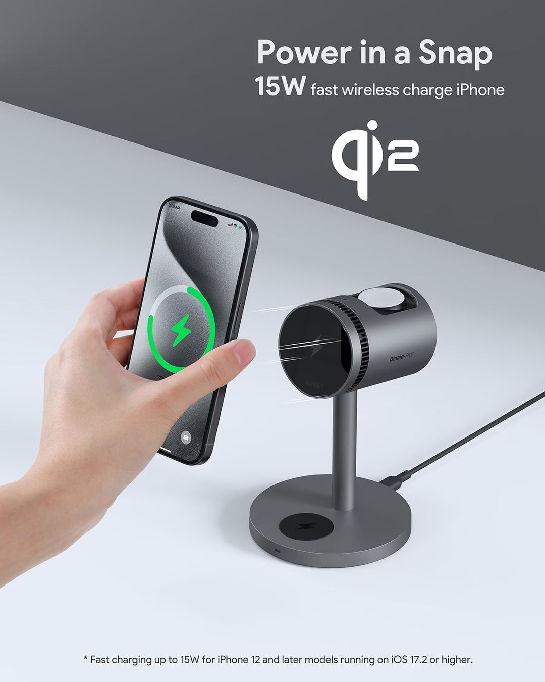 Aukey Caricabatterie: Ladestation AUKEY Qi2 15W Wireless Charger – Usato da Dietikon venduto da The-Star-Shop 1