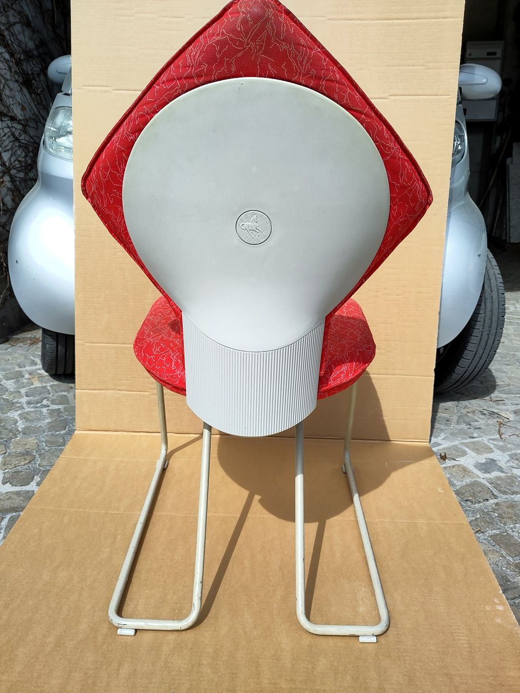 Sitag Sedie: Sitag Retro Stuhl, Rot mit Muster, Metallgestell – Usato da Schwändi GL venduto da kunubu 2