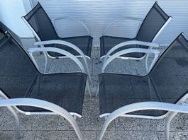 4 er Set Terrassenstühle Alu/ Outdoorgewebe